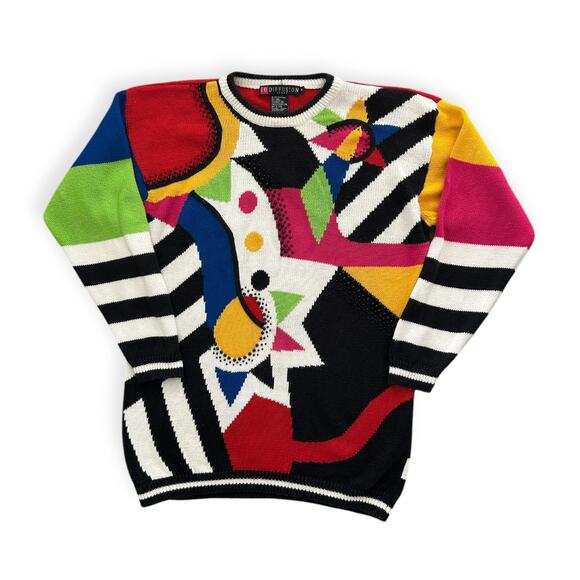 Vintage I.B. Diffusion 90s Colorful Beaded Geometric Patterned Sweater Dress M - Picture 4 of 10